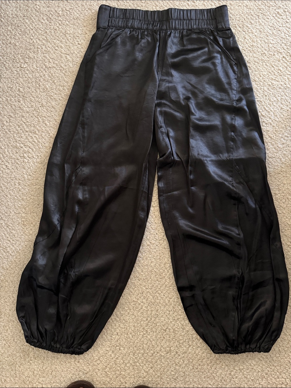 Pilcro Black Satin Elastic-Hem women’s Pants